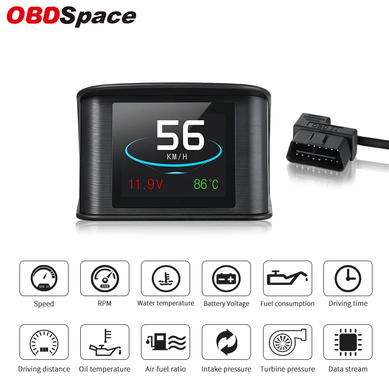 Сканер OBDSPACE P10 Obd2 для автомобиля бортовой компьютер цифровой дисплей HUD