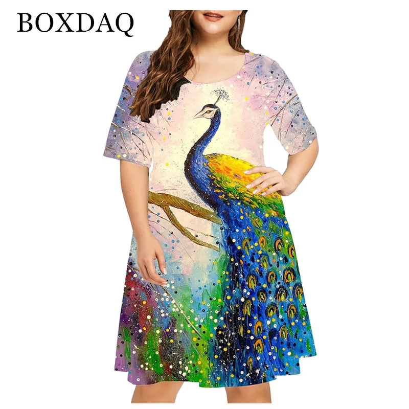 3D Peacock Print Dresses Women 2022 New Summer Short Sleeve Loose Plus Size Dress Casual O-Neck Female A-Line Dress 6XL Clothing
3D Peacock Print Dresses Women 2022 New Summer Short Sleeve Loose Plus Size Dress Casual O-Neck Female A-Line Dress 6XL Clothing