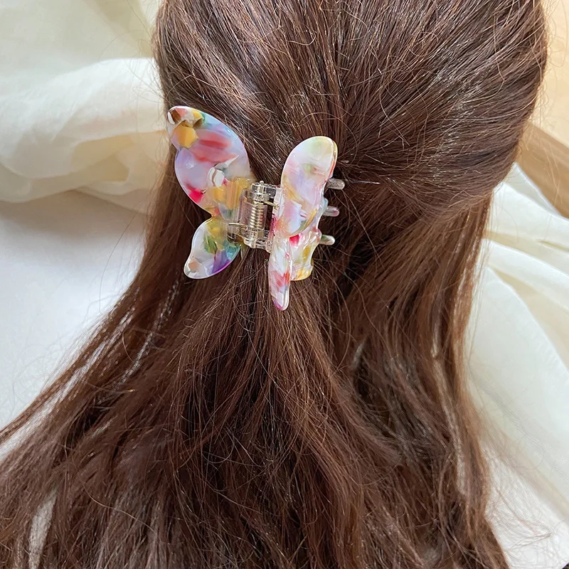 

Zomer Kleine Vlinder Haar Klauwen Haarspeld Leuke Transparante Grijpt Acryl Haar Clip Voor Vrouwen Zoete Accessoires 2021 Nieuwe