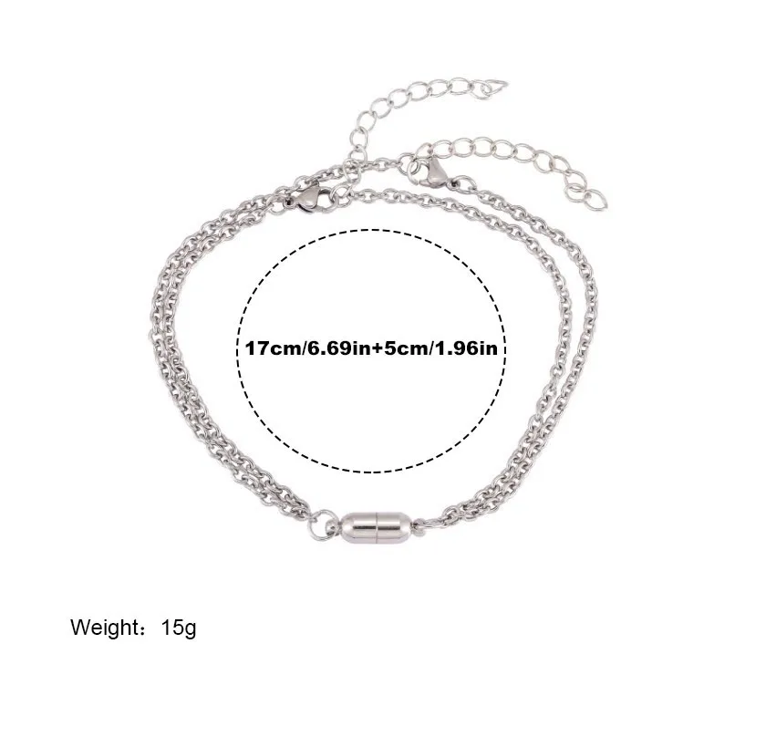 2021 Fashion Occident Stainless Steel Magnet Attracts Lovers Bracelet Ankle bracelets jewelry enkelbandjes sieraden W1
2021 Fashion Occident Stainless Steel Magnet Attracts Lovers Bracelet Ankle bracelets jewelry enkelbandjes sieraden W1
