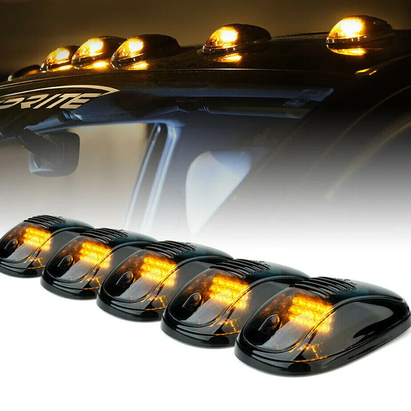 

5Pcs/Set 16 LED Amber Yellow LED Cab Roof Top Marker Running Clearance Lights For Ford Truck SUV Pickup Fog Lamp Assembly