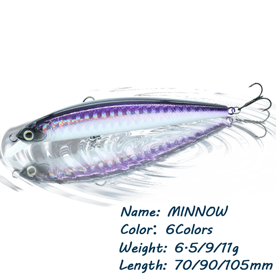 GOBYGO 1PCS Minnow Fishing Lure Hard Bait Bass Pesca Fishing Tackle Artificial Swimbait Slow-Sinking Pencil Baits Double Hooks 
GOBYGO 1PCS Minnow Fishing Lure Hard Bait Bass Pesca Fishing Tackle Artificial Swimbait Slow-Sinking Pencil Baits Double Hooks