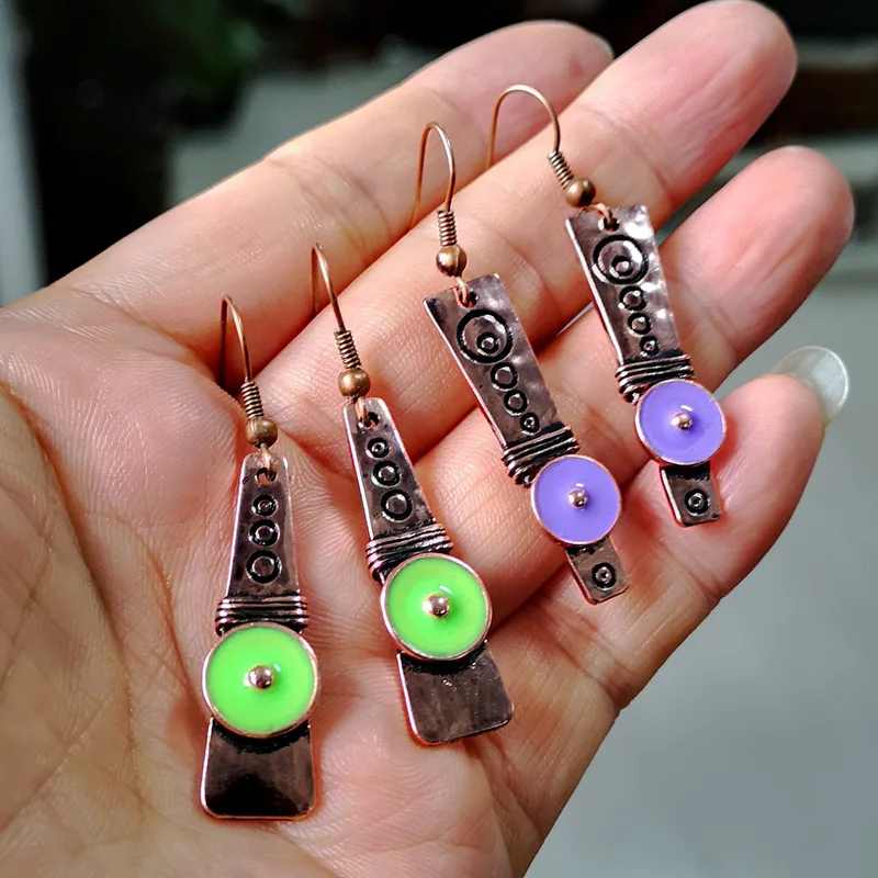 Enamel Colored Zircon Dangle Earrings For Women Bohemian Vintage Trend Earring Ancient Copper Pendant Ear Jewelry Boho Gifts Hot
Enamel Colored Zircon Dangle Earrings For Women Bohemian Vintage Trend Earring Ancient Copper Pendant Ear Jewelry Boho Gifts Hot