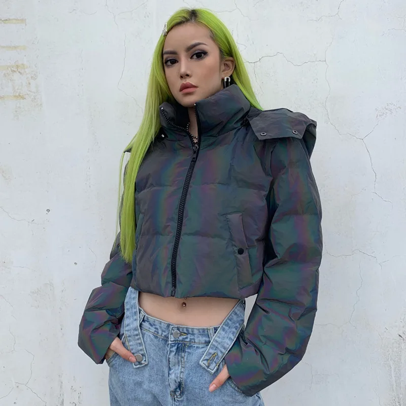 Y2K Devil Hooded Reflective Cotton Padded Warm Parka Women Crop Jacket Winter Coat Long Sleeve Zipper Outerwear Casual
Y2K Devil Hooded Reflective Cotton Padded Warm Parka Women Crop Jacket Winter Coat Long Sleeve Zipper Outerwear Casual
