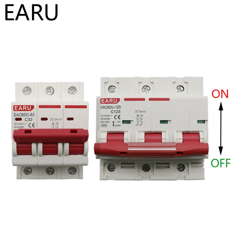 

DC 1000V 3P Solar Mini Circuit Breaker Overload Protection Switch 6A 16A 20A 25A 32A 50A 63A 80A 100A 125A Photovoltaic PV MCB