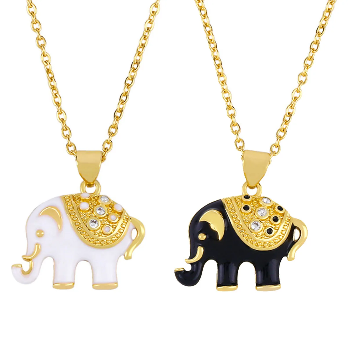 Luxury Kpop 2 Style White Zirconia Gold Plated Elephant Charm Necklace for Women Jewelry Cute Enamel Animal Pendant Choker Gift
Luxury Kpop 2 Style White Zirconia Gold Plated Elephant Charm Necklace for Women Jewelry Cute Enamel Animal Pendant Choker Gift