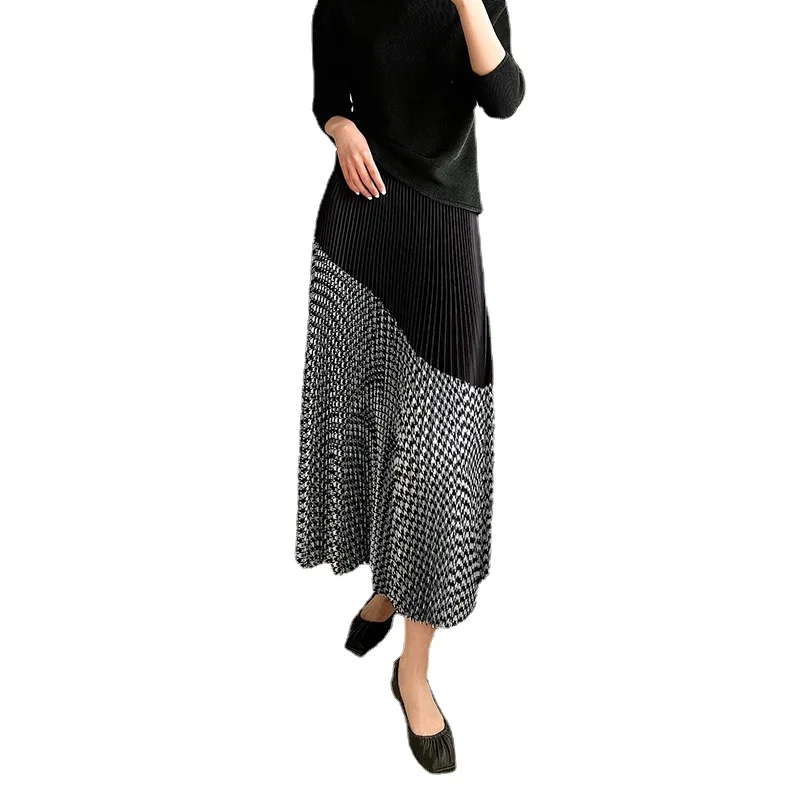 Korean Elegant Contrast Color Handmade Pleated Long Skirt for Women 2021 Summer New Black A-Line High Waist Long Skirts Female
Korean Elegant Contrast Color Handmade Pleated Long Skirt for Women 2021 Summer New Black A-Line High Waist Long Skirts Female