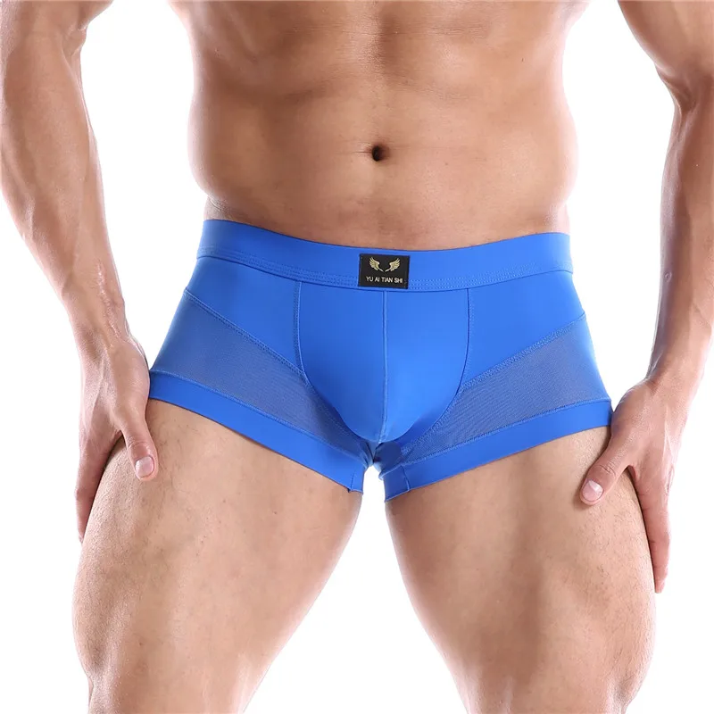 

Men Underwear Boxer Shorts Mens Ice Silk Mesh Seamless U Convex Design Very Soft Sexy Male Men's Underpants Cueca Boxer Homme