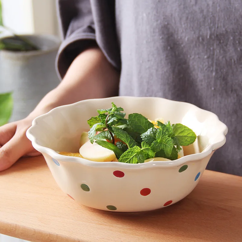 Polka Dot Cute Japanese Tableware Salad Bowl Ceramic Bowl Eating Fruit Soup Bowl Rice Bowl Noodle Bowl Small Bowl Household 
Polka Dot Cute Japanese Tableware Salad Bowl Ceramic Bowl Eating Fruit Soup Bowl Rice Bowl Noodle Bowl Small Bowl Household