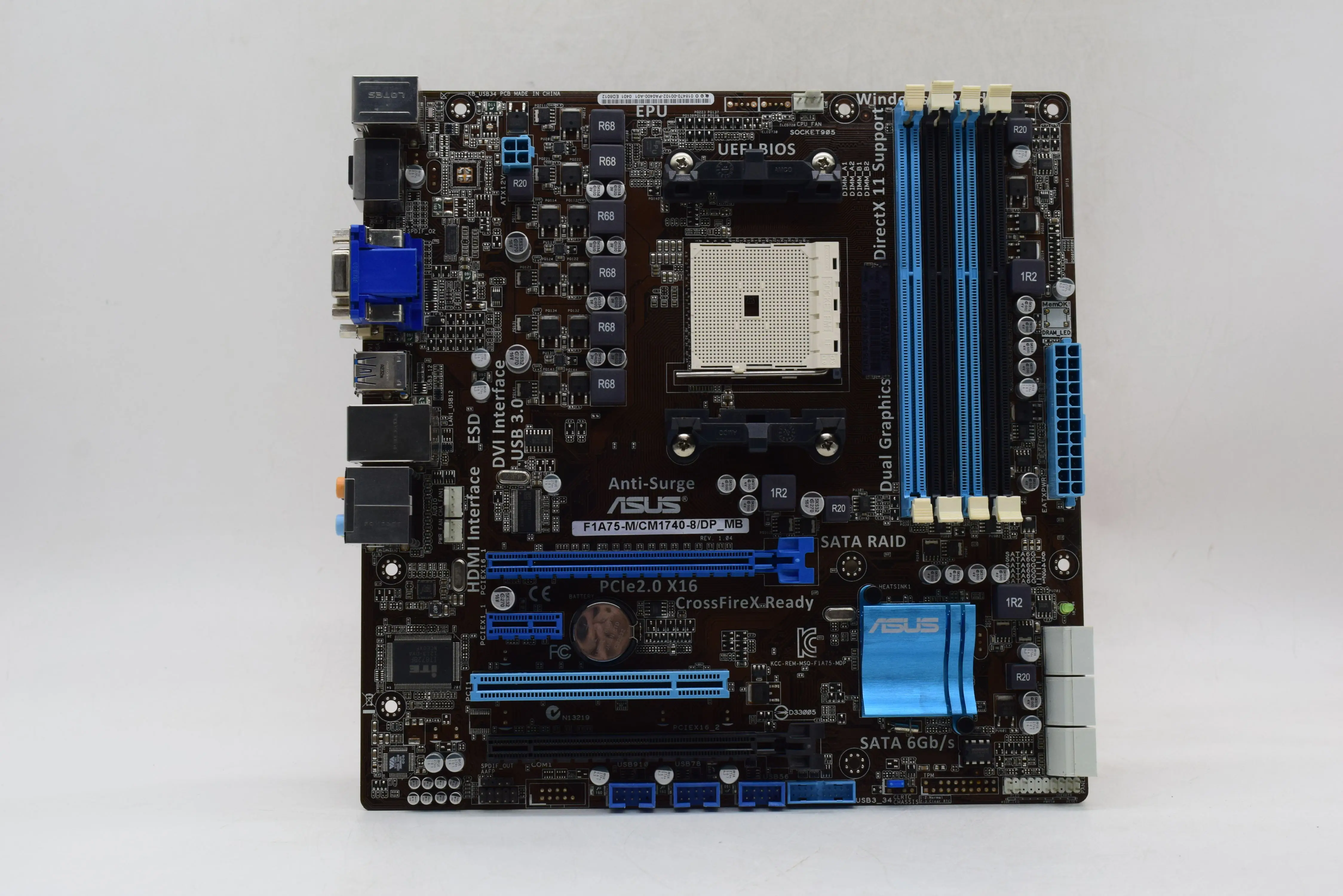 ASUS F1A75-MCM1740-8 Motherboard DDR3 Motherboard FM1 AMD Lynx Llano Series APU CPU AMD A75 PCI-E x16 64GB DVI SATA3 USB3.0 ATX
ASUS F1A75-MCM1740-8 Motherboard DDR3 Motherboard FM1 AMD Lynx Llano Series APU CPU AMD A75 PCI-E x16 64GB DVI SATA3 USB3.0 ATX