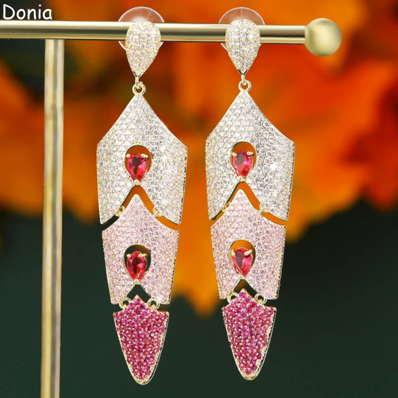 

Donia Jewelry European and American fashion bullet-shaped copper micro-inlaid AAA zircon silver needle earrings luxury earrings