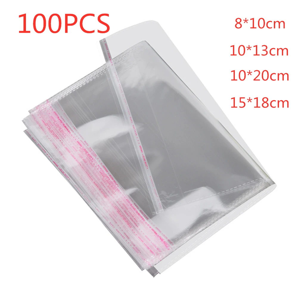 

100Pcs/Pack Transparent Self Adhesive Seal OPP Plastic Cellophane Bags Gifts Bag & Pouch Jewelry Candy Cookie Packaging Bag
