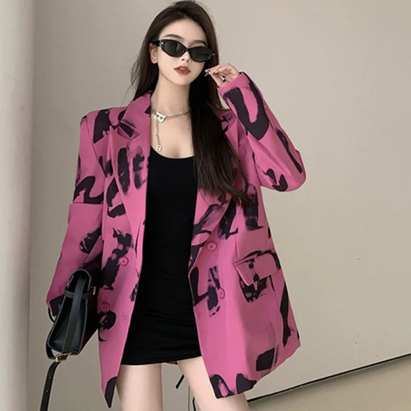 Korea Chic Temperament Rose Red Blazer Women Autumn 2021 New Notched Loose Double Breasted Split Long Sleeve Suit Jacket
Korea Chic Temperament Rose Red Blazer Women Autumn 2021 New Notched Loose Double Breasted Split Long Sleeve Suit Jacket