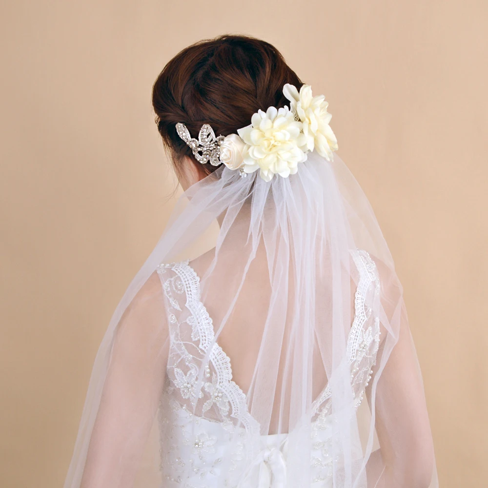 Handmade Flower Tulle Wedding Veils with Rhinestone One Layer With Comb White Ivory Bridal Veil Bride Marriage Wedding Accessory
Handmade Flower Tulle Wedding Veils with Rhinestone One Layer With Comb White Ivory Bridal Veil Bride Marriage Wedding Accessory