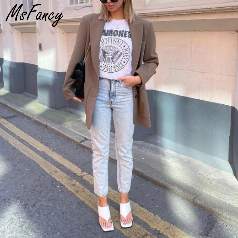 Msfancy Fall Vintage Blazer Women 2021 Pockets Single Breasted Tailleur Femme Loose Jacket Casual Outfit
Msfancy Fall Vintage Blazer Women 2021 Pockets Single Breasted Tailleur Femme Loose Jacket Casual Outfit