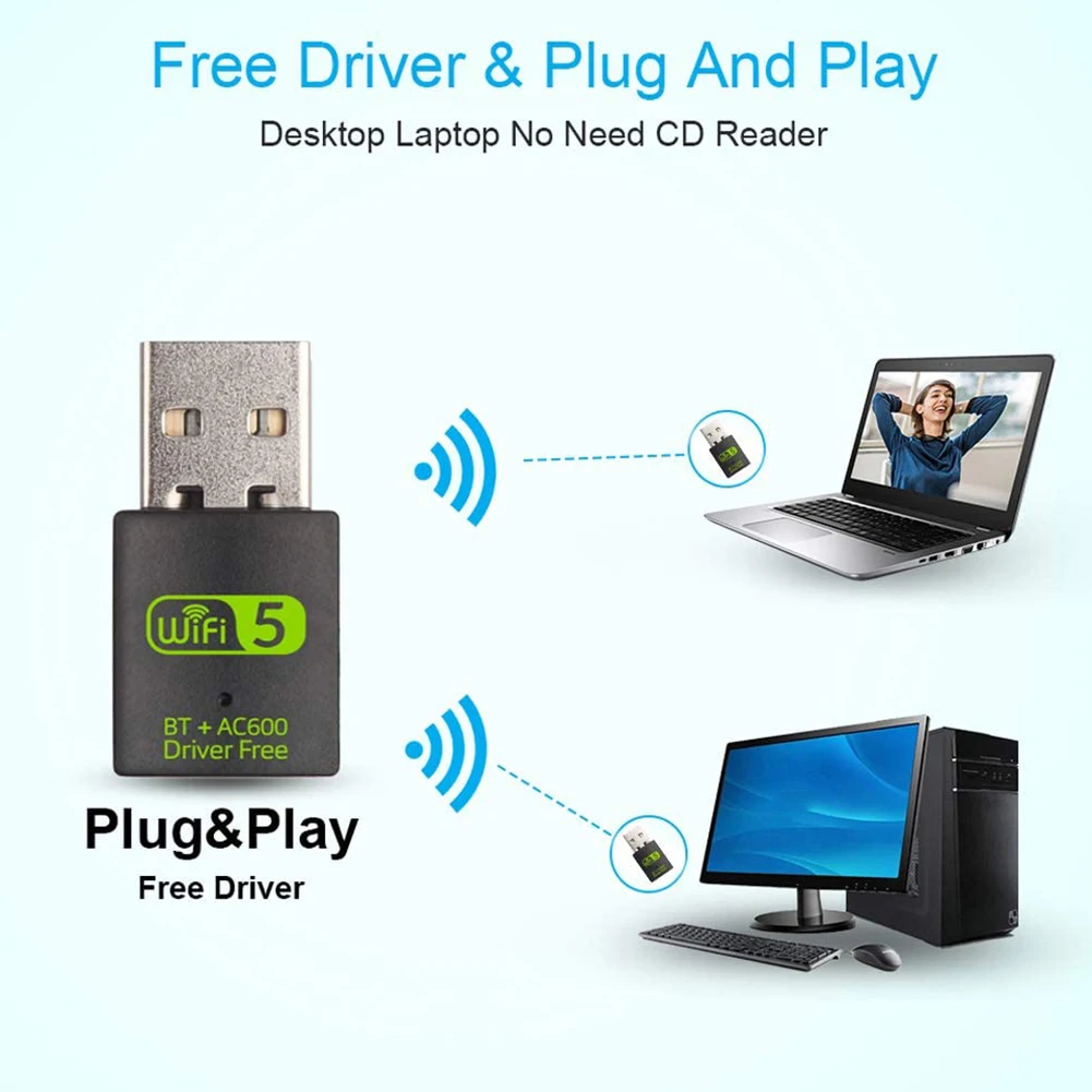 600M USB WiFi Bluetooth Adapter 2.4/5.8GHz Wireless Receiver WiFi Wireless Network Card Adapter with 2dBi Antenna
600M USB WiFi Bluetooth Adapter 2.4/5.8GHz Wireless Receiver WiFi Wireless Network Card Adapter with 2dBi Antenna