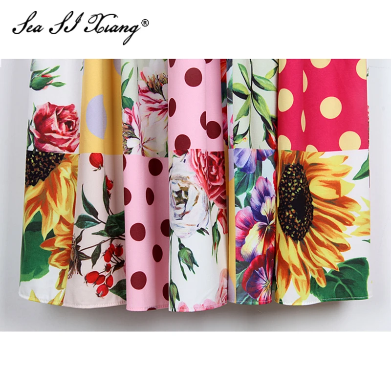 Seasixiang Fashion Designer Spring Dress Women's Long Sleeve Beading Diamonds Vintage Floral-Print Dresses
Seasixiang Fashion Designer Spring Dress Women's Long Sleeve Beading Diamonds Vintage Floral-Print Dresses