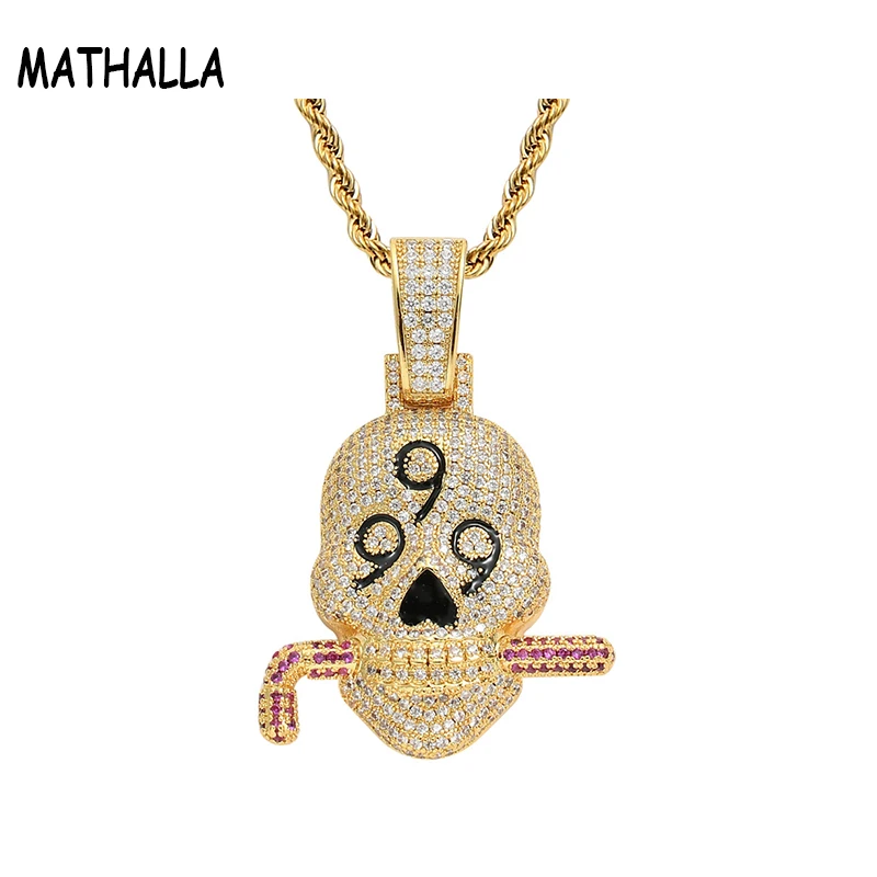 MATHALLA Bling Bling Men's Hiphop Jewelry Trendy Real Gold Copper Iced Out Cubic Zirconia 999 Skull Pendant Necklace
MATHALLA Bling Bling Men's Hiphop Jewelry Trendy Real Gold Copper Iced Out Cubic Zirconia 999 Skull Pendant Necklace