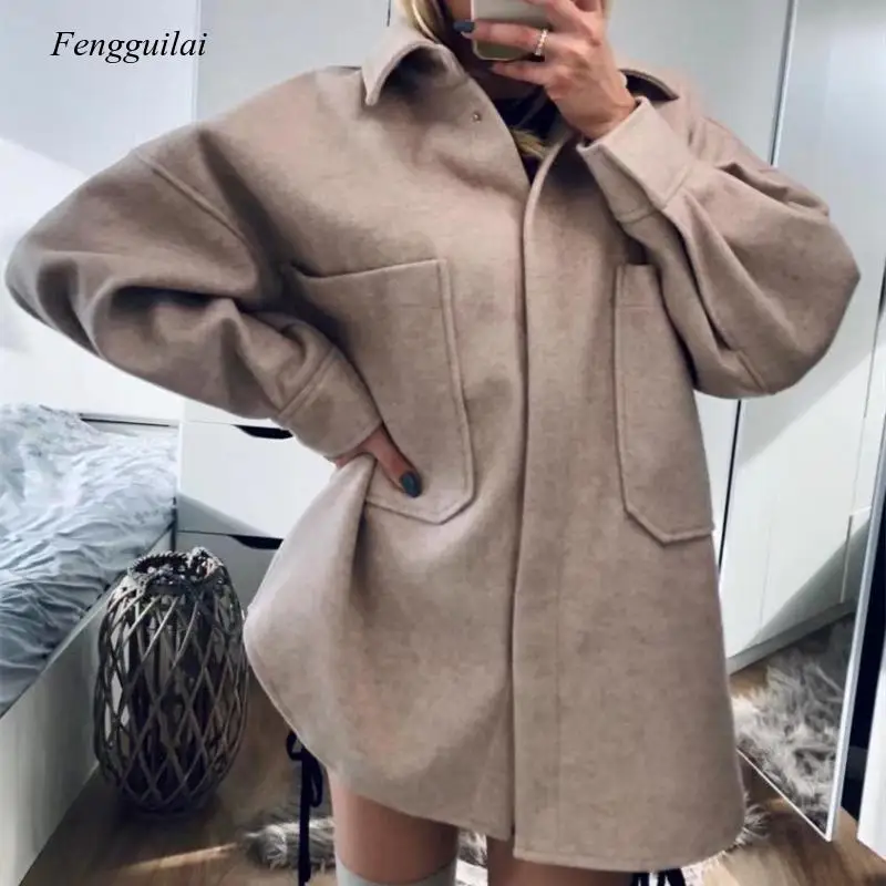 Casual Woman Camel Loose Pocket Woolen Shirt 2021 Fashion Ladies Autumn Long Sleeve Thick Blouse Coat Female Long Outwear
Casual Woman Camel Loose Pocket Woolen Shirt 2021 Fashion Ladies Autumn Long Sleeve Thick Blouse Coat Female Long Outwear