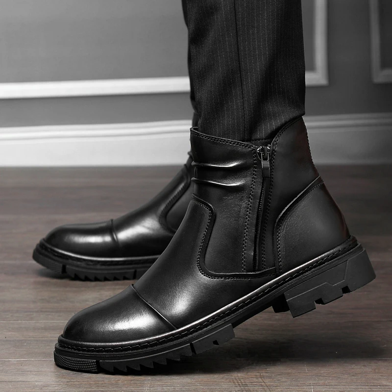 EMOSEWA Winter Boots for Men Chelsea Boots Pointed Toe Zip Business Male Sewing Solid Vintage Short Boots Warm Plush Casual Shoe
EMOSEWA Winter Boots for Men Chelsea Boots Pointed Toe Zip Business Male Sewing Solid Vintage Short Boots Warm Plush Casual Shoe