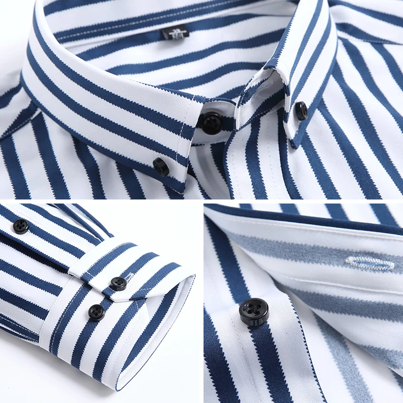 Men's Fashion Non-iron Stretch Soft Casual Striped Shirts Pocket-less Design Long Sleeve Standard-fit Youthful Button-down Shirt
Men's Fashion Non-iron Stretch Soft Casual Striped Shirts Pocket-less Design Long Sleeve Standard-fit Youthful Button-down Shirt