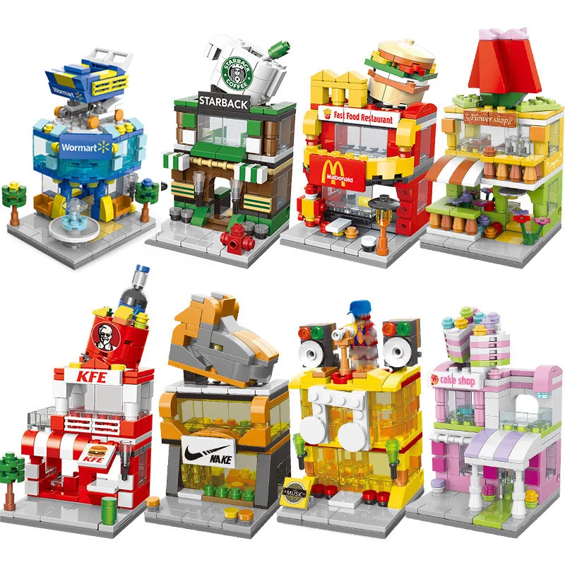 City Mini street Retail Store ville shop Miniature Building Block road corner 3D Model Cafe Leduo brand City tiendas toy
City Mini street Retail Store ville shop Miniature Building Block road corner 3D Model Cafe Leduo brand City tiendas toy