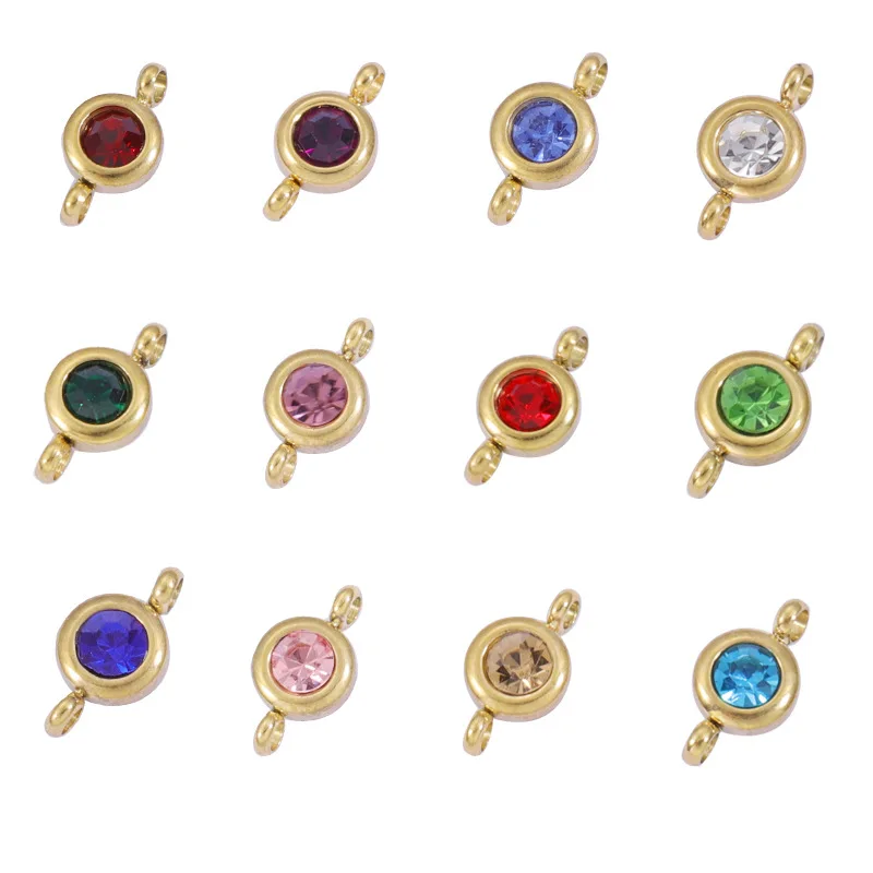 24pcs/a Lot Stainless Steel 6.5mm Birthstone Charm For Bracelet Making Mirror Polish Double Hole Connector
24pcs/a Lot Stainless Steel 6.5mm Birthstone Charm For Bracelet Making Mirror Polish Double Hole Connector