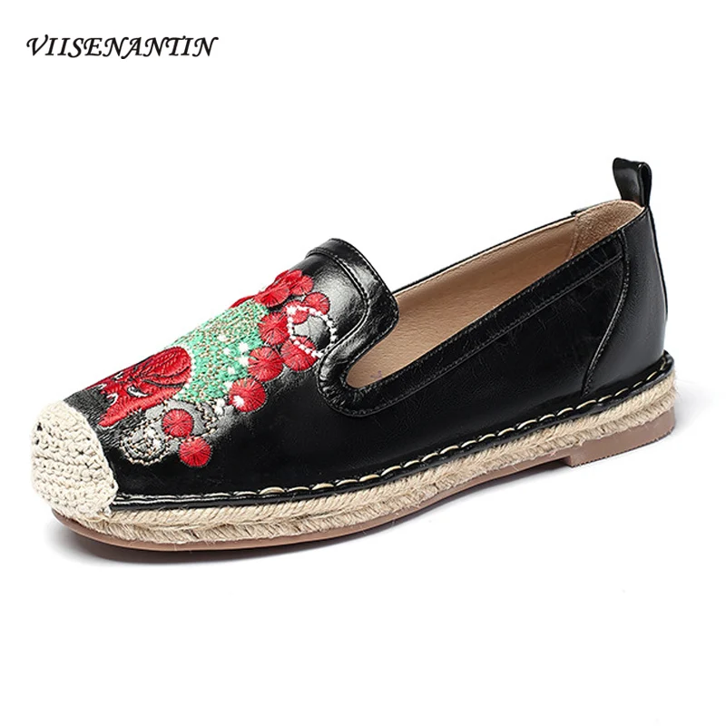 Туфли женские из воловьей кожи с цветочной вышивкой, плоская подошва, лоферы, повседневная обувь для отдыха, для осени 
Туфли женские из воловьей кожи с цветочной вышивкой, плоская подошва, лоферы, повседневная обувь для отдыха, для осени