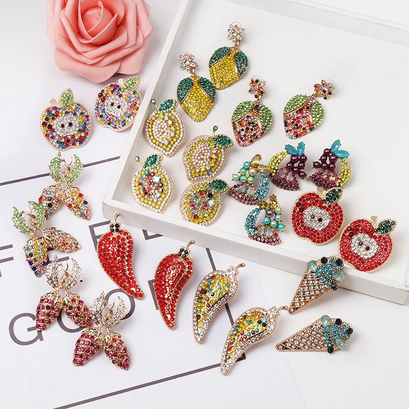 Juran Boho Cute Crystal Stud Earrings Trendy Fruit Apple Rhinestone Brincos Earrings Bijoux Luxury Jewelry Gift 2022 Summer
Juran Boho Cute Crystal Stud Earrings Trendy Fruit Apple Rhinestone Brincos Earrings Bijoux Luxury Jewelry Gift 2022 Summer