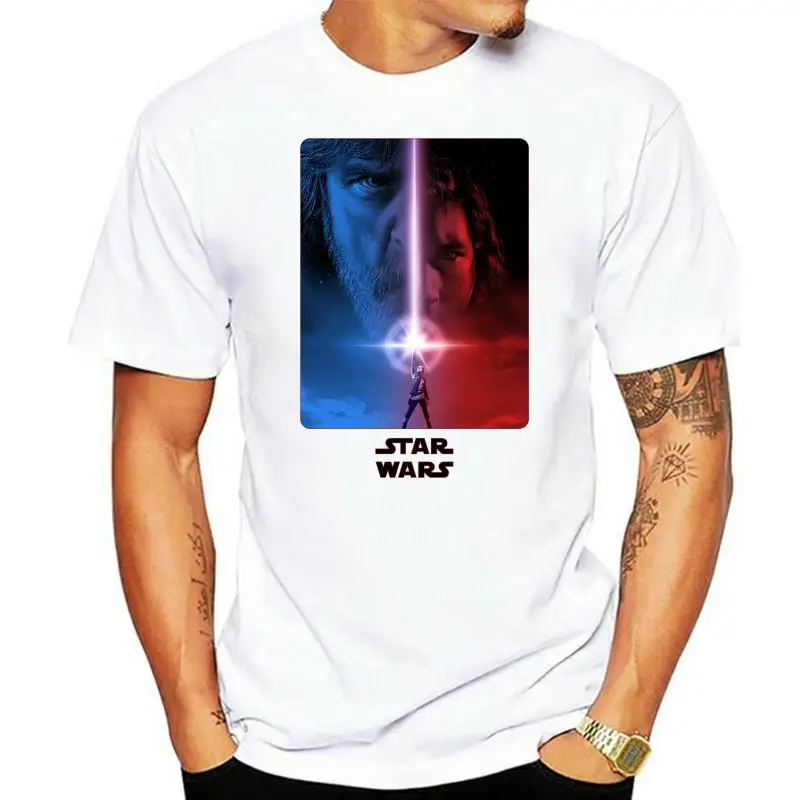 

2022 The Last Jedi Movie T Shirt Poster Lightsaber Rey Luke Skywalker Kylo Ren Adult Men Graphic Tee T-Shirt Apparel