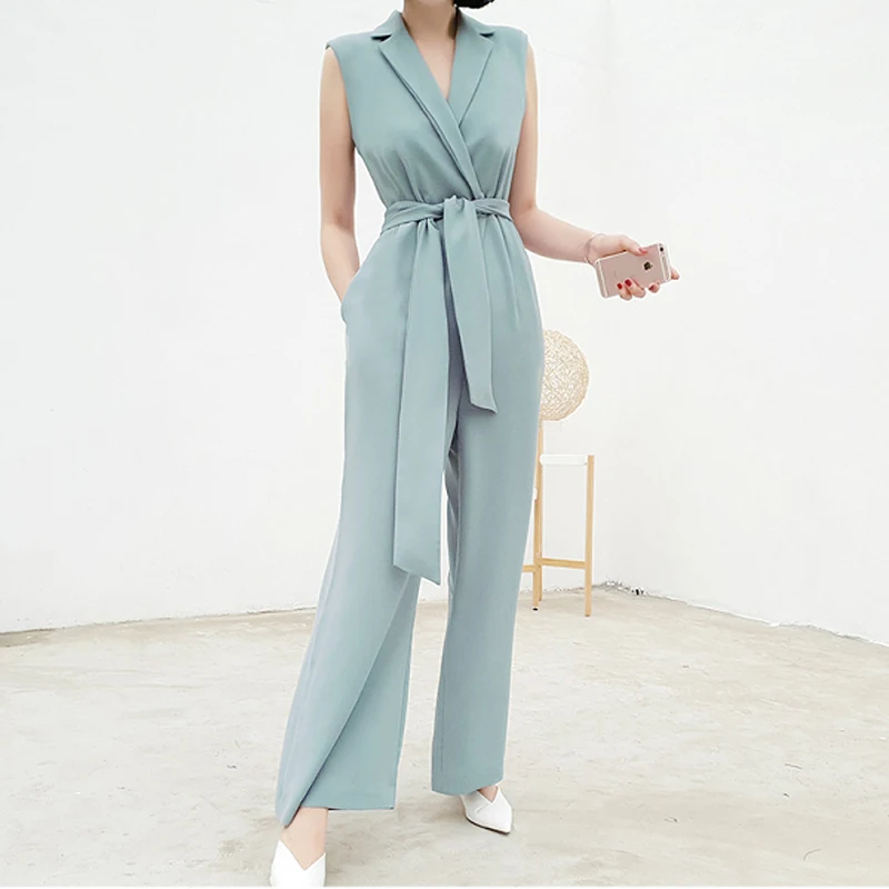 Women's Jumpsuit V-Neck Sleeveless Bandage Business Office Wear Female Wide Leg Pants Solid Color Overalls Jumpsuits
Women's Jumpsuit V-Neck Sleeveless Bandage Business Office Wear Female Wide Leg Pants Solid Color Overalls Jumpsuits