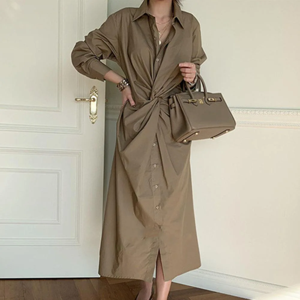2022 elegant ladies long shirt dress autumn casual lapel long sleeve party sun skirt office ladies pure color
2022 elegant ladies long shirt dress autumn casual lapel long sleeve party sun skirt office ladies pure color