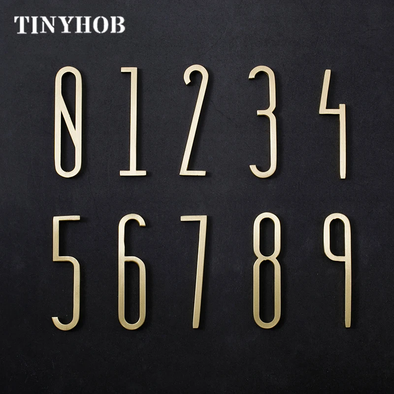 Фото Латунный номер для дома/высота 70 мм/0 9 офиса современный таблички номера в отеле