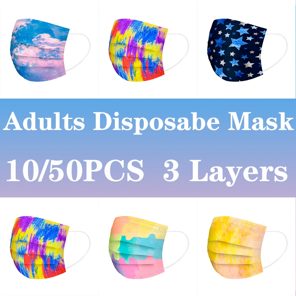 1/10/50pcs Adult Disposable Face Mask Tie Dye Color Printed Disposable Gradient Fashion Mask mascarilla Security Protection Mask
1/10/50pcs Adult Disposable Face Mask Tie Dye Color Printed Disposable Gradient Fashion Mask mascarilla Security Protection Mask