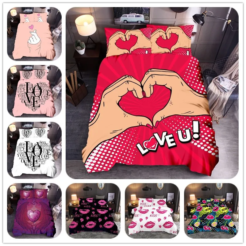Heart Kiss Love Bedding Red Lips Duvet Cover Wedding Decor Bed Comforter Cover Sets Double Queen Hand Drawn Bedspread T497
Heart Kiss Love Bedding Red Lips Duvet Cover Wedding Decor Bed Comforter Cover Sets Double Queen Hand Drawn Bedspread T497