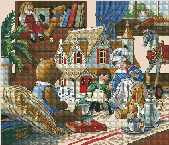 MM Top Quality Beautiful Lovely Counted Cross Stitch Kit Doll House Tea Party Teddy Bear Dolls Girl dim 03799 3799
MM Top Quality Beautiful Lovely Counted Cross Stitch Kit Doll House Tea Party Teddy Bear Dolls Girl dim 03799 3799