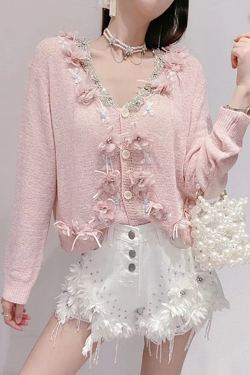 2021 New Sweet Beaded Flower Sun Protection Thin Sweater Women Sweet Color Single-breasted Appliques KnitwearTop
2021 New Sweet Beaded Flower Sun Protection Thin Sweater Women Sweet Color Single-breasted Appliques KnitwearTop