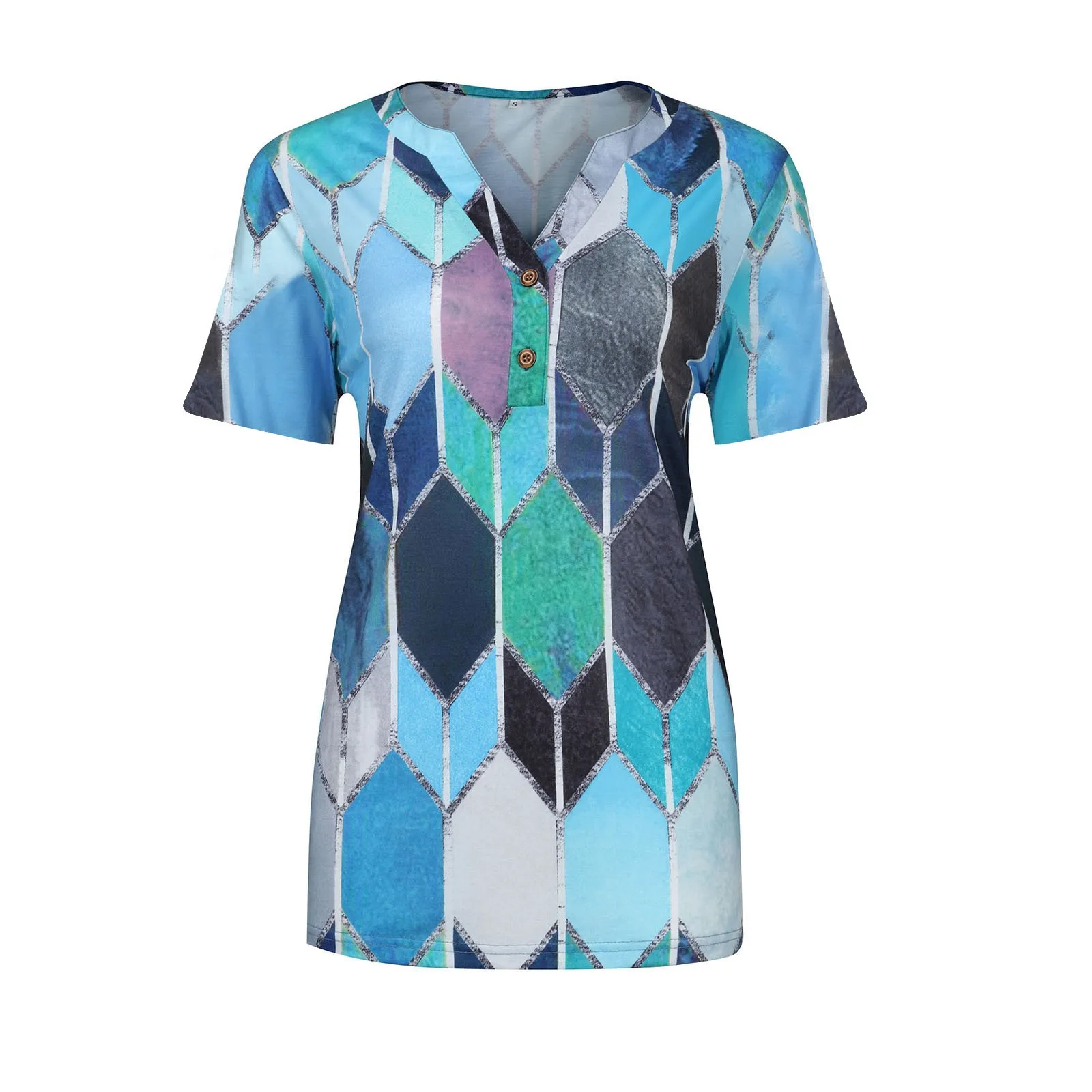 Fashion Women's Blouses Plus Size Summer Printed Short Sleeve V- Neck Collar Blouses Tops Vetement Soft Comfortable Blouses 
Fashion Women's Blouses Plus Size Summer Printed Short Sleeve V- Neck Collar Blouses Tops Vetement Soft Comfortable Blouses