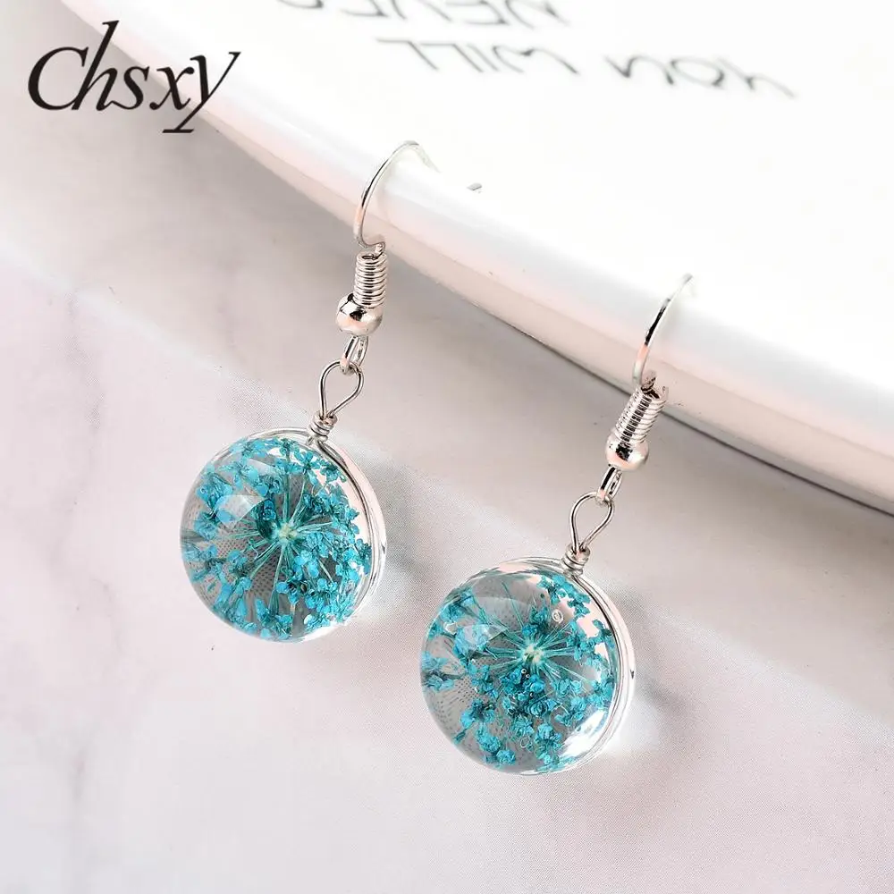 New Immortal Dried Flower Earrings For Women Silver Color Transparent Crystal Ball Dangle Earrings Lovely Boho Wedding Jewelry
New Immortal Dried Flower Earrings For Women Silver Color Transparent Crystal Ball Dangle Earrings Lovely Boho Wedding Jewelry
