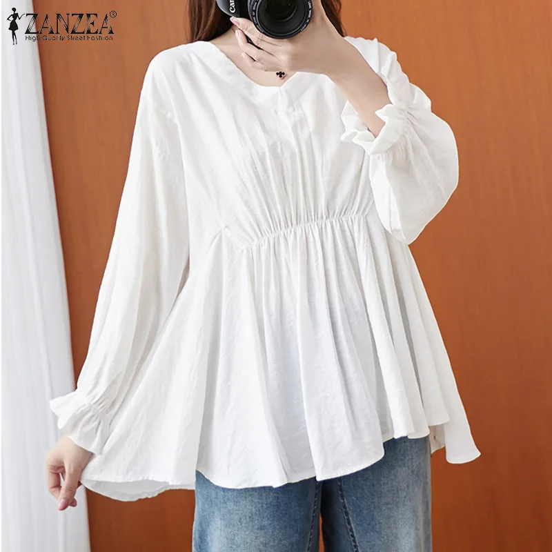 ZANZEA 2022 Fashion Women Solid Tops Office Work OL Blouses Vintage Long Sleeve Elegant Korean Style Casual Loose Shirts Chemise
ZANZEA 2022 Fashion Women Solid Tops Office Work OL Blouses Vintage Long Sleeve Elegant Korean Style Casual Loose Shirts Chemise