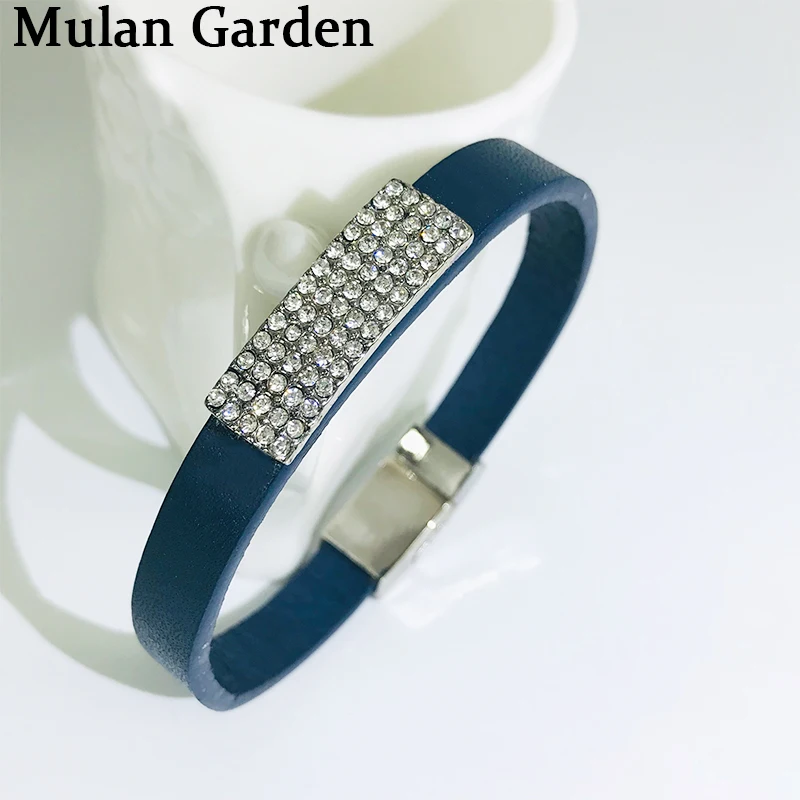 M&G Glitter Zircon Genuine Leather Bracelet Fashion Black Punk Bracelet Bangle Elegant Jewelry Women Accessories 2019 Hot Sale
M&G Glitter Zircon Genuine Leather Bracelet Fashion Black Punk Bracelet Bangle Elegant Jewelry Women Accessories 2019 Hot Sale