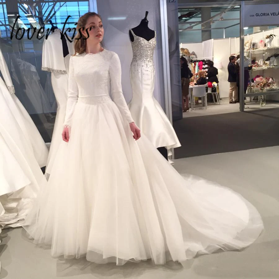 Любовник Поцелуй Vestido De Noiva мусульманские свадебные платья с одежда длинным
