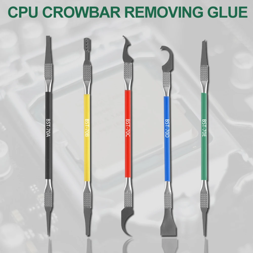 5 in 1 IC Chip Repair Thin Blade CPU Remover BGA Maintenance Knife Remove Glue Disassemble Phone PC Rework Processor Tools
5 in 1 IC Chip Repair Thin Blade CPU Remover BGA Maintenance Knife Remove Glue Disassemble Phone PC Rework Processor Tools