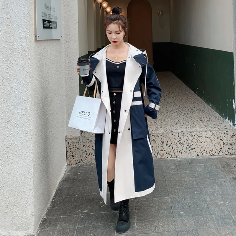 Women's Windbreaker Long Autumn/Winter 2021 New Design Stitching Contrast Color Hooded Korean Loose Fashion Trench Coat Female3X
Women's Windbreaker Long Autumn/Winter 2021 New Design Stitching Contrast Color Hooded Korean Loose Fashion Trench Coat Female3X