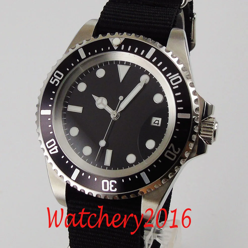 42mm PARNIS Black Sterile Dial Stainless Case Automatic movement mens Wristwatch
42mm PARNIS Black Sterile Dial Stainless Case Automatic movement mens Wristwatch
