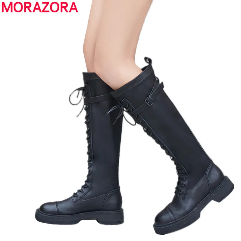 Женские сапоги стрейч MORAZORA, черные сапоги до колена, на шнуровке, с пряжкой, Осень-зима 2021
Женские сапоги стрейч MORAZORA, черные сапоги до колена, на шнуровке, с пряжкой, Осень-зима 2021