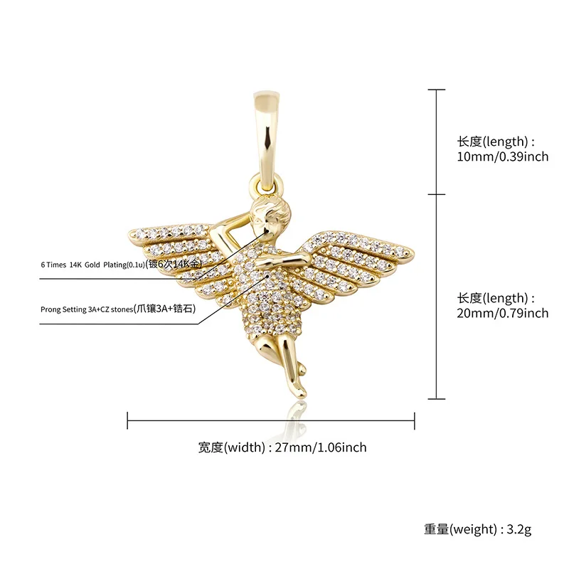 Gold Color S925 Silver Angel Pendants Necklace For Women Men AAA+ Cubic Zircon Wing Necklaces Hip Hop Jewelry Gifts
Gold Color S925 Silver Angel Pendants Necklace For Women Men AAA+ Cubic Zircon Wing Necklaces Hip Hop Jewelry Gifts