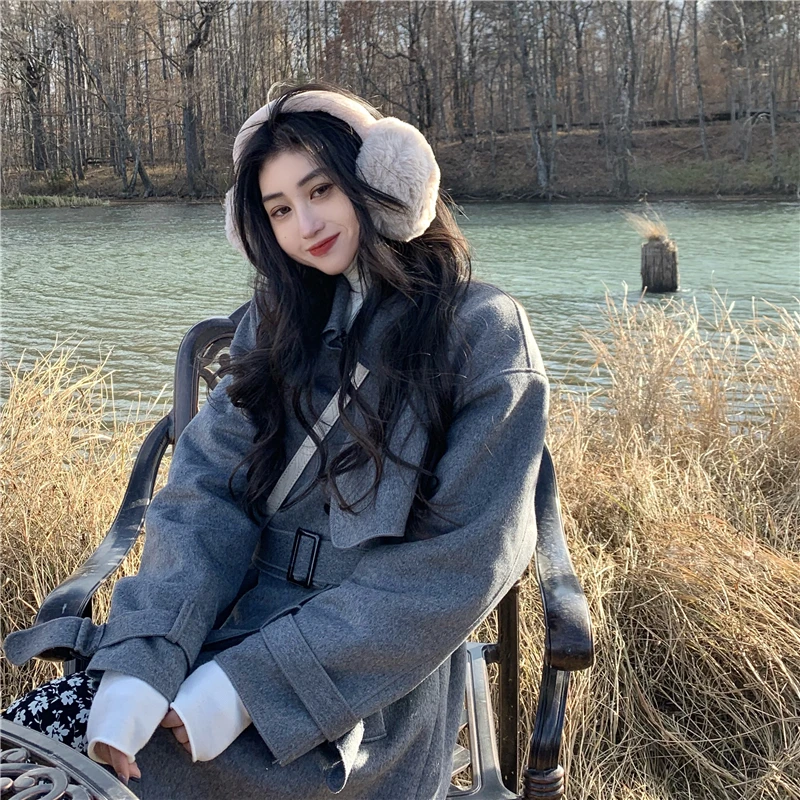 Cotday Belt Autumn Winter Coats Korean Style Lapel Double Breasted Woolen Blend Women Trench Coat Manteau Long Windbreaker
Cotday Belt Autumn Winter Coats Korean Style Lapel Double Breasted Woolen Blend Women Trench Coat Manteau Long Windbreaker