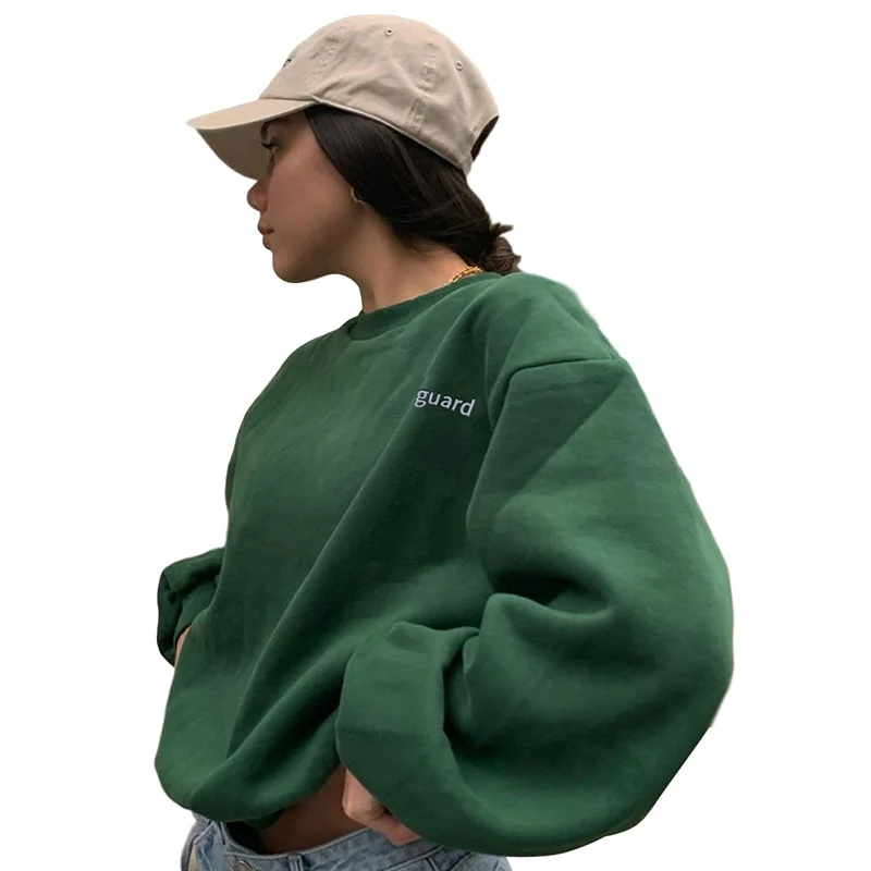 Vestidos De Mujer Casual Letter Printing Green Streetwear Kawaii Sweatshirt Long Sleeve Lazy Oaf Women Fluffy Crewneck Top 2021
Vestidos De Mujer Casual Letter Printing Green Streetwear Kawaii Sweatshirt Long Sleeve Lazy Oaf Women Fluffy Crewneck Top 2021