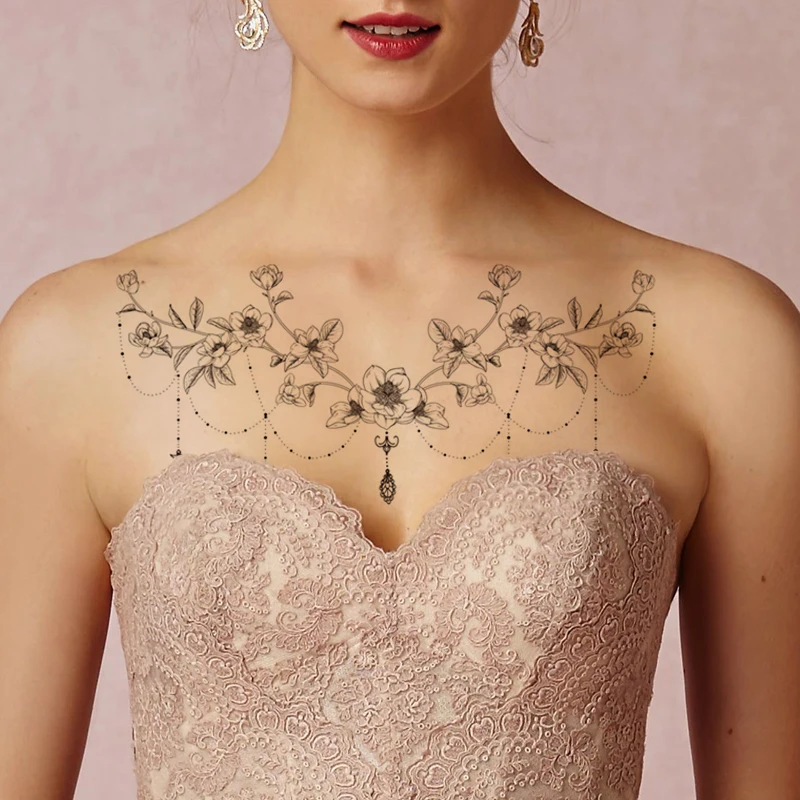 Dark Department Rose Jewelry Water Transfer Tattoo Stickers Women Body Chest Art Temporary Tattoo Sexy Girl Flash Tatoos Flower
Dark Department Rose Jewelry Water Transfer Tattoo Stickers Women Body Chest Art Temporary Tattoo Sexy Girl Flash Tatoos Flower